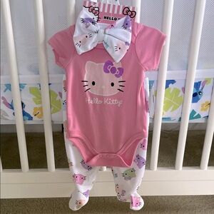 Hello Kitty Pink and White Bodysuit Set